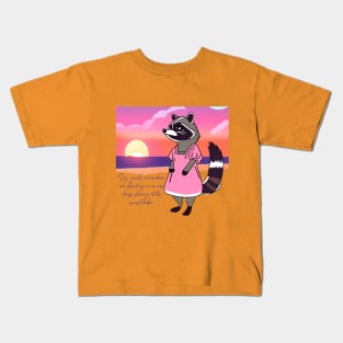 Raccoon Staring At The Sunset Kids T-Shirt